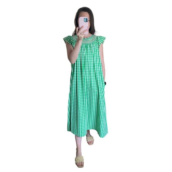 Maison Me Maisonette Frances Smocked Midi Dress Mint Green Gingham Tuckernuck - Picture 3 of 9